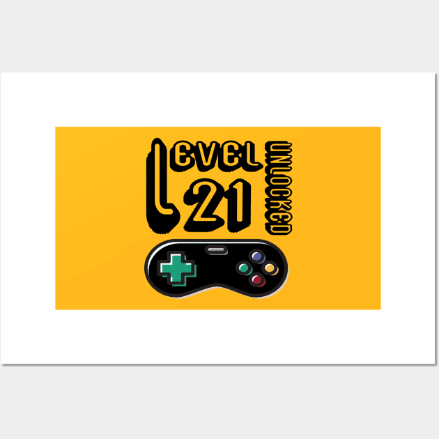 level 21 unlocked - 21th birthday gift Wall Art by BaronBoutiquesStore